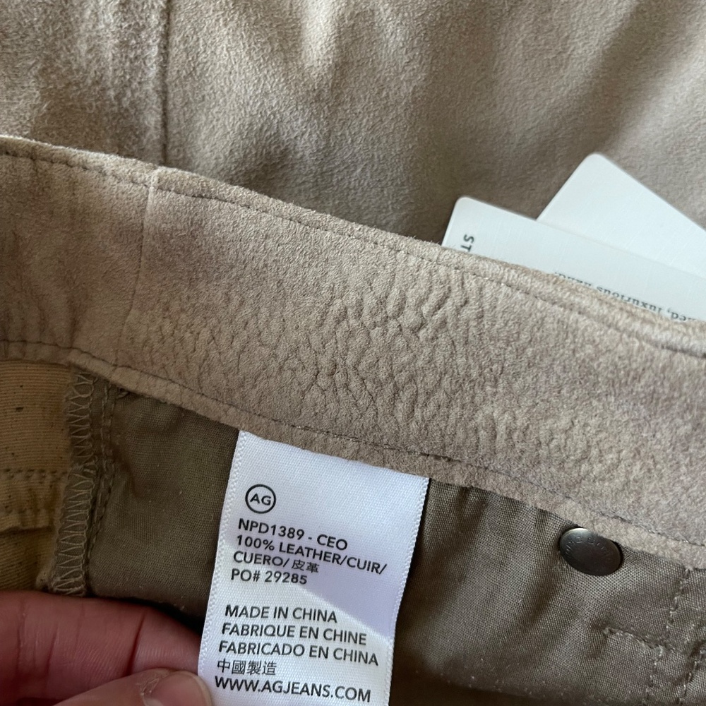 Adriano Goldschmied AG Leather Suede Legging Women's Tan Super Skinny NEW Sz. 25 - Picture 13 of 14